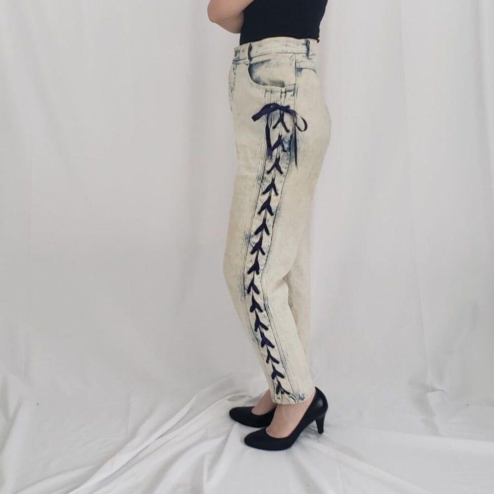 80s Acid Wash‎ Lace Up Jeans